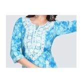 Meher Impex Cotton Embroidered Straight Womens Kurti - Blue ( Pack of 1 ) - None