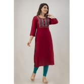 Preksha - Maroon Rayon Women's Straight Kurti ( Pack of 1 ) - None