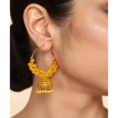 Traditional Yellow Color Oxidized Big hoop (Bali) Jhumka Earrings for Women. Alloy Jhumki Earring, Drops & Danglers, Chandbali Earring, Earring Set