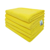 SOFTSPUN Microfiber Cloth - 5 pcs - 40x60 cms - 340 GSM Yellow - Thick Lint & Streak-Free Multipurpose Cloths - Automotive Microfibre Towels for Car Bike Cleaning Polishing Washing & Detaili