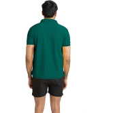 Men Solid Polo Neck Polyester Dark Green T-Shirt