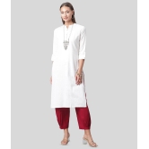 Divena - White Cotton Blend Womens Straight Kurti - XS