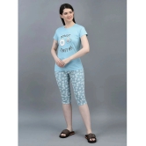 Dollar Missy Blue Cotton Womens Nightwear Night Capris ( Pack of 1 ) - None