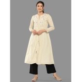 Janasya Cotton Embroidered Front Slit Womens Kurti - Beige ( Pack of 1 ) - None