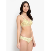 KYODO - Yellow Molded Cups Cotton Blend Women's Bra & Panty Set ( Pack of 1 ) - 38B, Yellow