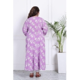 Swasti Cotton Blend Printed Front Slit Womens Kurti - Purple ( Pack of 1 ) - None