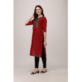 Berrylicious Red Cotton Silk Straight Kurti - Single - XL