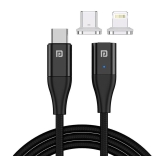 Portronics Konnect J2:Type C to 8 Pin USB + Type C Magnetic Cable ,Black (POR 1341) - Black