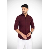 Maroon Striped Premium Cotton Shirt-XL - 42