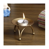 eCraftIndia Gold Table Top Aluminium Tea Light Holder - Pack of 1