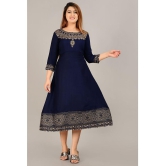 SIPET - Blue Rayon Womens Flared Kurti with Dupatta ( Pack of 1 ) - None