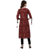 Antaran Cotton Printed Straight Women''s Kurti - Maroon ( Pack of 1 ) - None