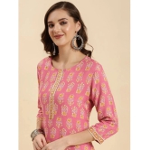 Rangita Women Pink Rayon Printed Knee Length Straight Kurti - None