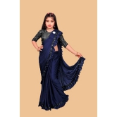 JULEE - Navy Blue Lycra Girls Saree ( Pack of 1 ) - None