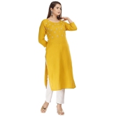 JC4U - Yellow Rayon Womens Straight Kurti ( Pack of 1 ) - None