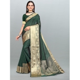 Om Shantam Sarees - Green Organza Saree With Blouse Piece ( Pack of 1 ) - Green