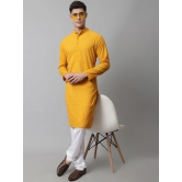 Jompers Men Mustard Chikan Kurta Only-L / Mustard