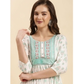 Rangita Women Off White Rayon Embroidered Calf Length Flared Kurti - None