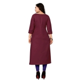 Lerkiza - Maroon Cotton Womens Straight Kurti ( Pack of 1 ) - XXL