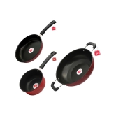 LAZYWINDOW Souce/Fry Pan Kadhai Maroon Hard Anodised Non-Stick Cookware Sets ( Set of 1 )