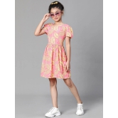 Oxolloxo Girls Tropical Printed Puff Sleeves Fit & Flare Dress