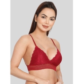 ILRASO - Maroon Lace Removable Padding Women's Bralette Bra ( Pack of 1 ) - None