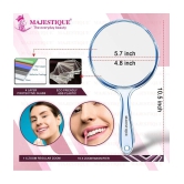 Majestique Dual Side Extra Large Handheld Mirror 1X/10X Magnifying Perfect for Shaving Makeup - Blue