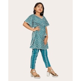 Girls Fashionable Ethnic Set Kaftan & Bottom Set And Like Kaftan Dress Kurti-Blue / 12 - 13 Years