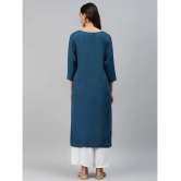 JC4U - Teal Rayon Womens Straight Kurti ( Pack of 1 ) - None