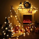 14 LED Snow Flake Fairy Lights Waterproof Indoor Outdoor for Decoration (Warm White)-Free Size