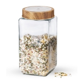 Treo By Milton Woody Cube Glass Jar, 1000 ml, Transparent | Air Tight | Easy to Clean | Candies | Cookies | Pulses | Kitchen Item - Transparent