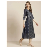 Juniper - Blue Chanderi Womens A-line Kurti ( Pack of 1 ) - S