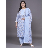 Tissu Cotton Printed Kurti With Palazzo Womens Stitched Salwar Suit - Blue ( Pack of 1 ) - None