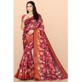 LEELAVATI - Red Cotton Blend Saree With Blouse Piece ( Pack of 1 ) - Red