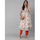 Antaran Cotton Printed Anarkali Womens Kurti - White ( Pack of 1 ) - None