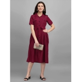 gufrina Rayon Solid Midi Womens Fit & Flare Dress - Maroon ( Pack of 1 ) - None