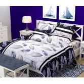 Polycotton Printed Double Bedsheets-Royal Blue