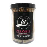 LIT Pyramid Unbleached Organic Paper Party Box of 50 King Size Pre Rolled Cones (Brown)