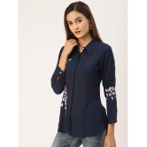 Kbz - Blue Rayon Women's Shirt Style Top ( Pack of 1 ) - None