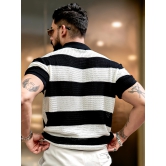 Vertical Stripe FlatKnit Cotton Black Polo T-Shirt-S / Black