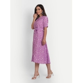 gufrina Cotton Blend Printed Midi Womens Fit & Flare Dress - Lavender ( Pack of 1 ) - None