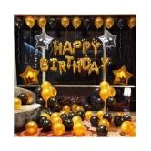 Narayans Decor Solid HAPPY BIRTHDAY GOLDEN SET OF 63 50 BLACK AND GOLDEN BALLOONS  HAPPY BIRTHDAY GOLDEN FOIL BALLOON Letter Balloon  (Gold, Black, Pack of 63)