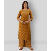 MAUKA - Gold Straight Rayon Womens Stitched Salwar Suit ( Pack of 1 ) - XS