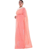 Lavangi Women Lucknow Chikankari Keel Work Light Gajiri Cotton Saree With Blouse