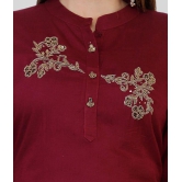 HIGHLIGHT FASHION EXPORT - Red Rayon Women''s Straight Kurti - XL