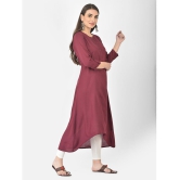 Pistaa - Wine Viscose Women's Asymmetrical Kurti ( Pack of 1 ) - None