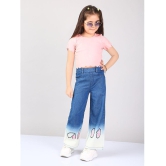 Naughty Ninos Girls Ombre washed Blue Denim Embroidered Pants - None