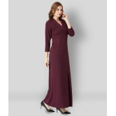 Miss Chase - Maroon Crepe Womens Side Slit Dress ( Pack of 1 ) - XL