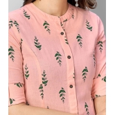 Vbuyz - Pink Cotton Womens Front Slit Kurti ( Pack of 1 ) - XXL