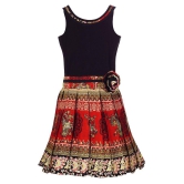 Girls Black & Red Printed Fit and Flare Dress - None